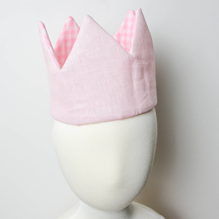 Pink & Gingham Reversible Cotton Crown